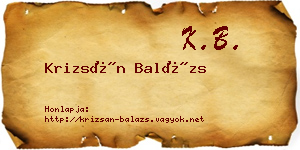 Krizsán Balázs névjegykártya